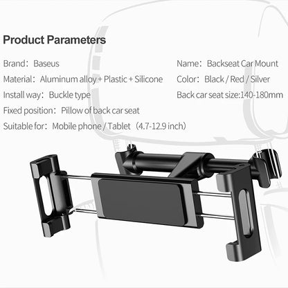 Baseus Car Back Seat  Phone Holder Headrest Holder for 4.7-12.9 inch - tephonech