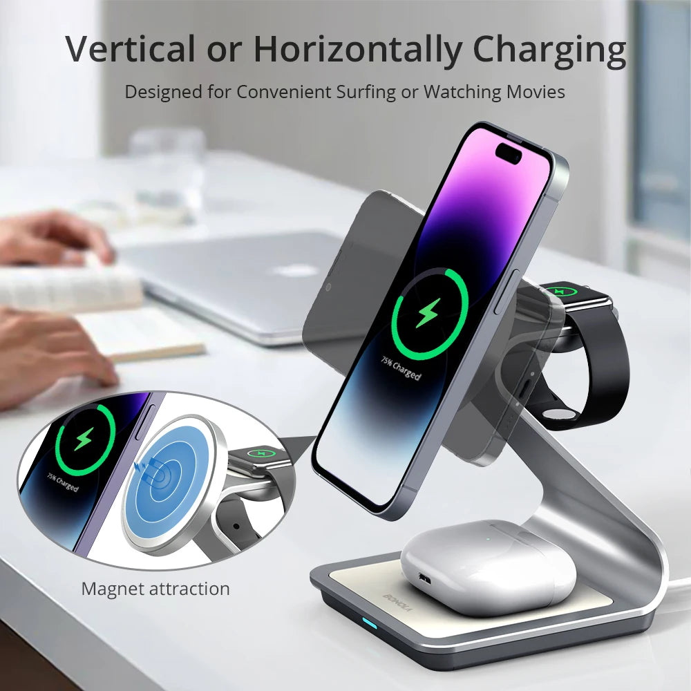 Bonola Magnetic 3 in 1 Wireless Charger - tephonech