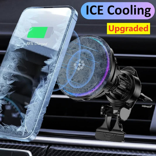 Cooling Magnetic Fast Wireless Charging Station Car Holder for iPhone - tephonech