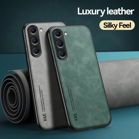 Luxury Silky Feel Leather Shell Case For Samsung Galaxy - tephonech