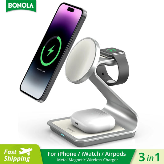 Bonola Magnetic 3 in 1 Wireless Charger - tephonech