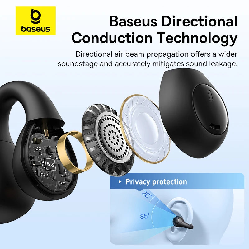 Baseus AirGo AS01 Wireless Headphones Ear Clip Earphones Bluetooth 5.3 2MIc ENC - tephonech