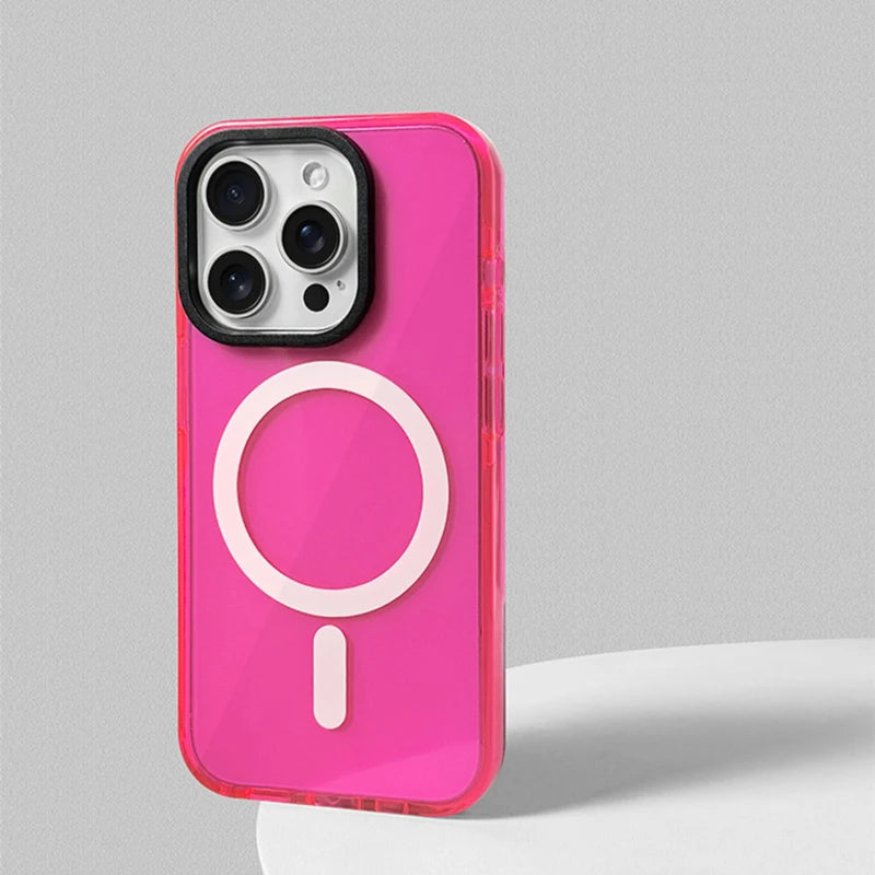 Transparent Neon Color MagSafe Phone Case for iPhone 11 12 13 - tephonech