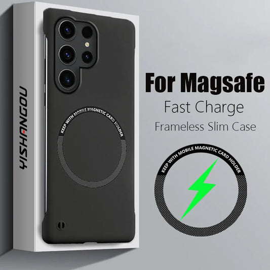 Slim Magnetic  Frameless For Magsafe Case For Samsung Galaxy S23 Ultra S22 S24 Ultra - tephonech